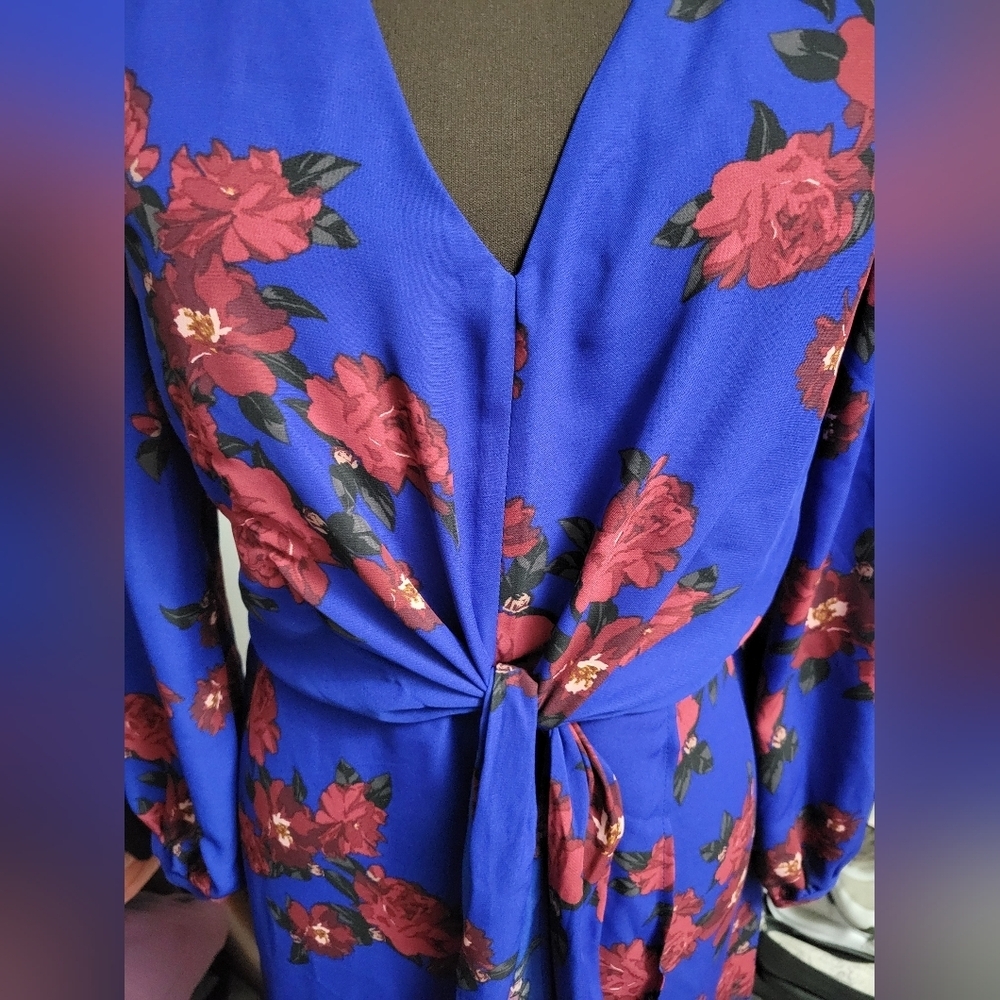Small Dynamite Floral Faux Wrap V- Neck Dress - Picture 4 of 9